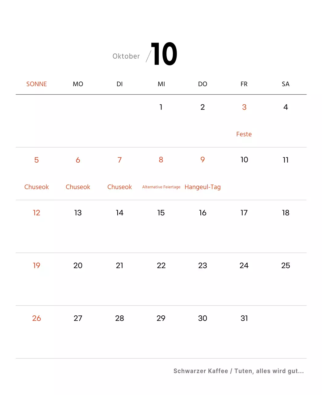 Einfacher Kaffee-Foto-Tischkalender für Cafés in Weißtönen