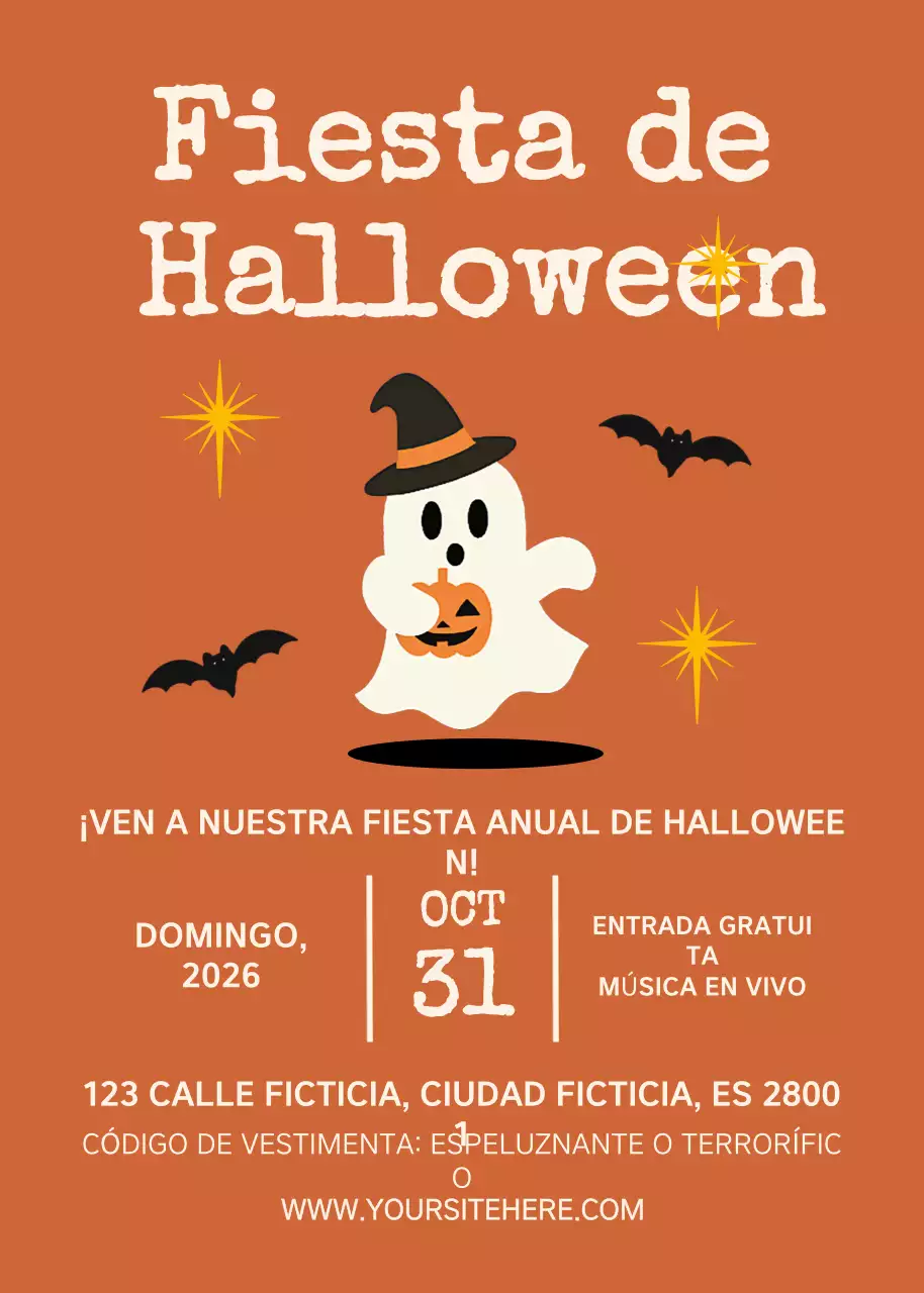 Invitación de Halloween retro naranja