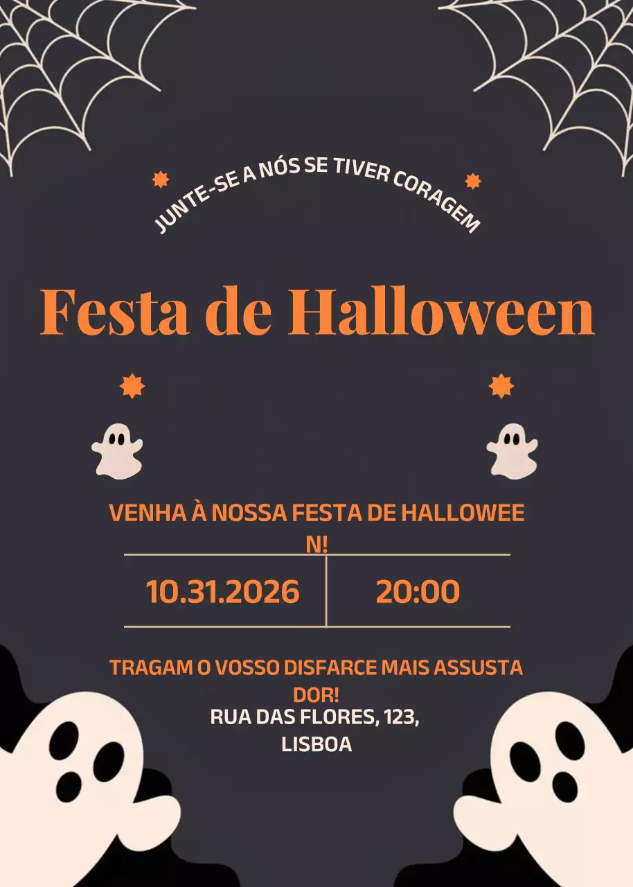 Convite de Halloween laranja retro