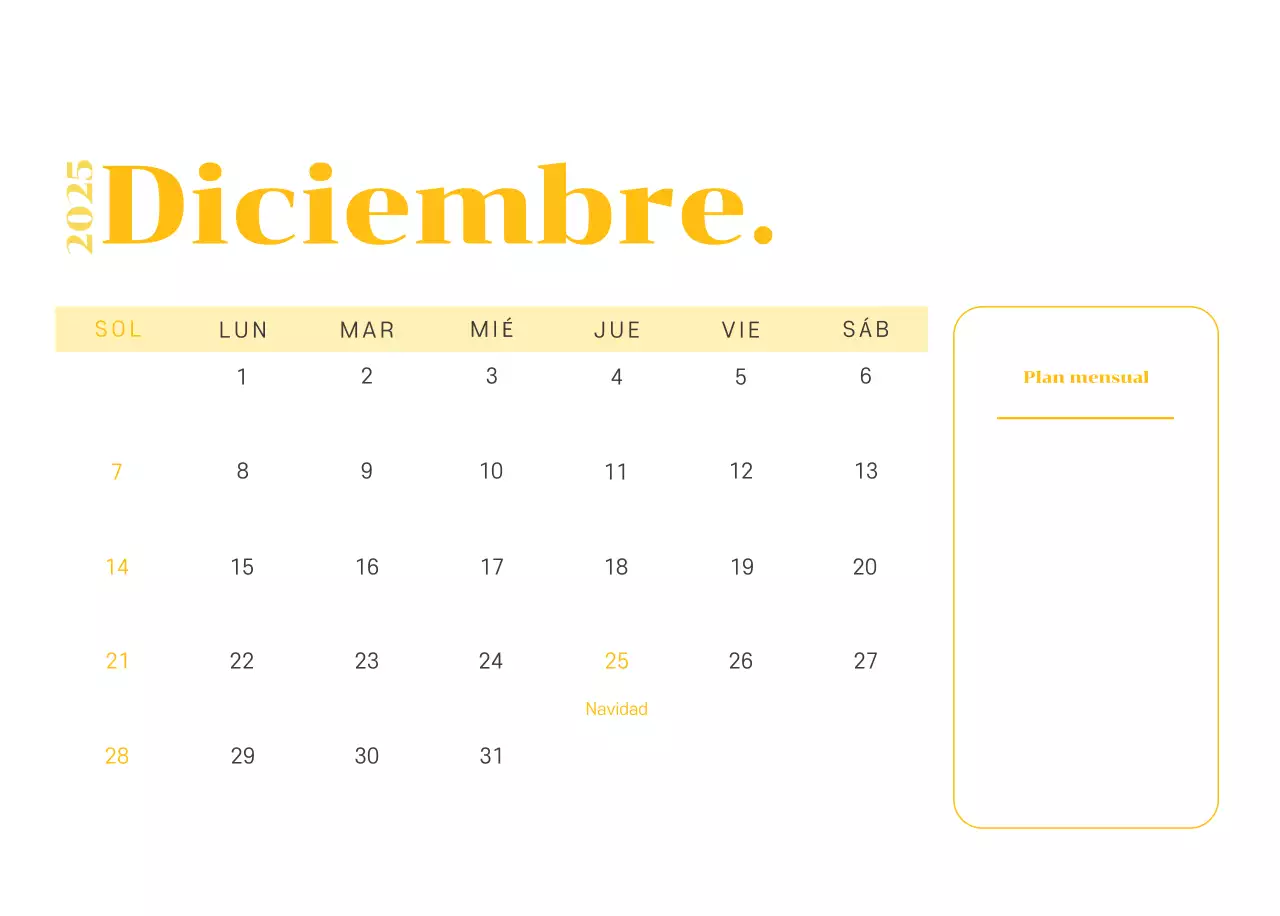 Calendario con ilustraciones juveniles sobre fondo amarillo verdoso