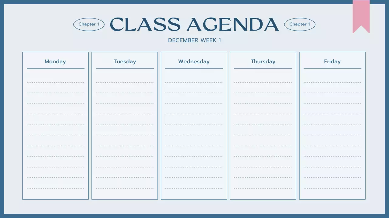 Blue Simple Class Planner Presentation