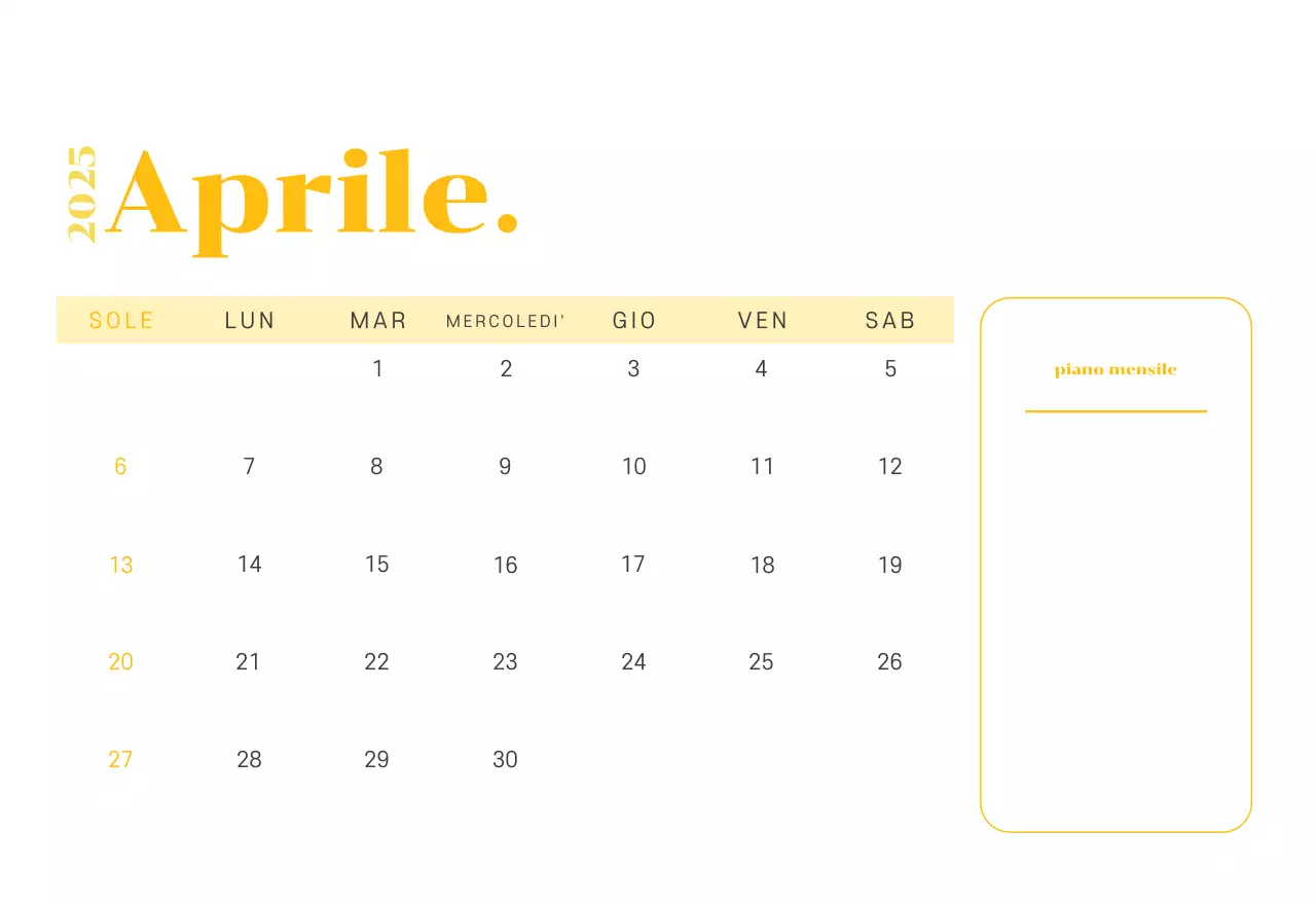 Calendario con illustrazioni giovanili su sfondo giallo-verde