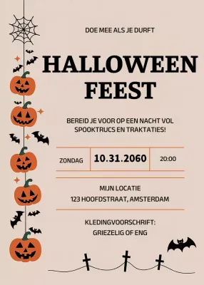Beige Vintage Halloween Uitnodiging