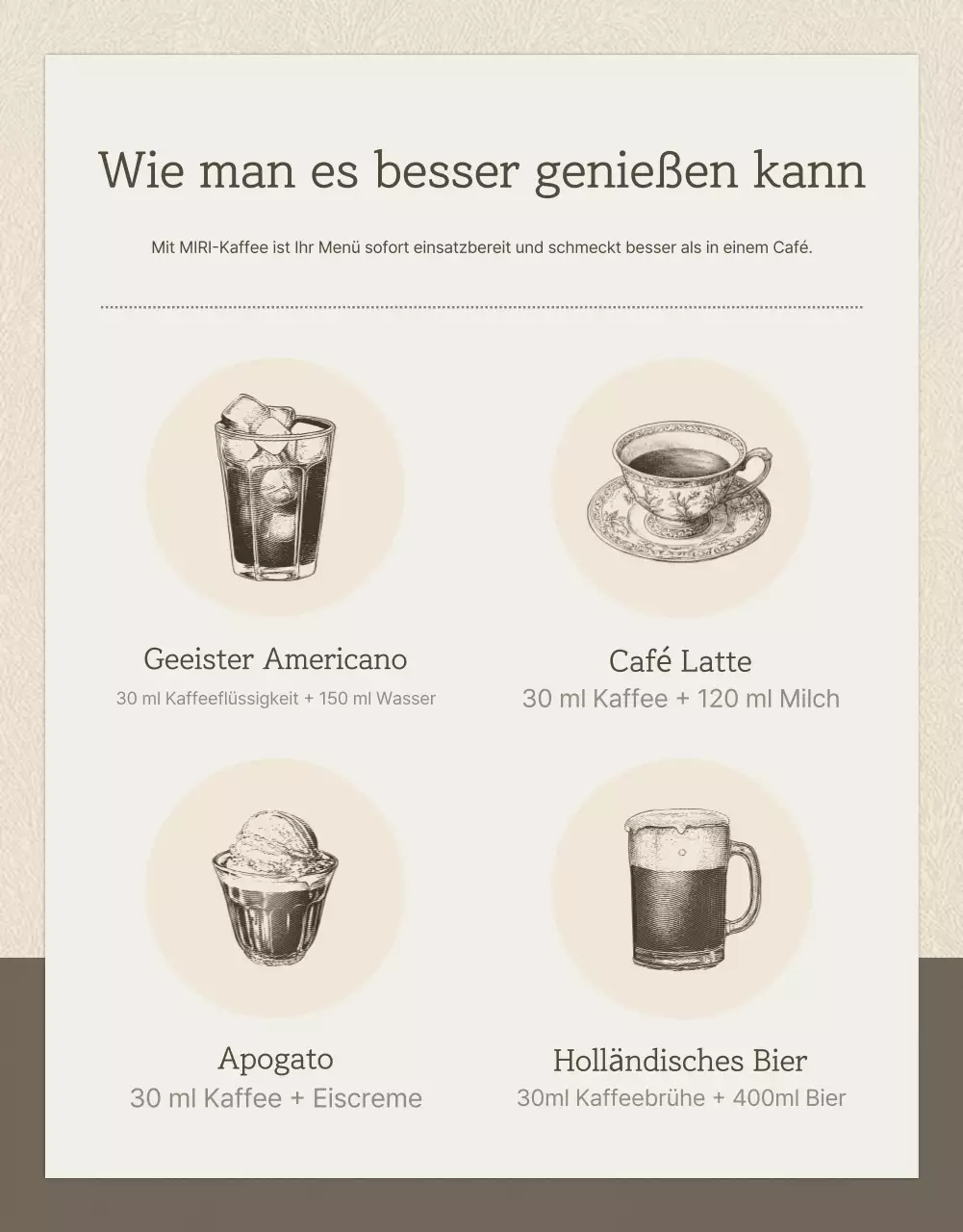 Beige und braun vintage Kaffeebohnen Detailseite