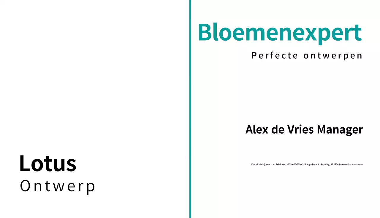 groenblauw minimalistisch visitekaartje