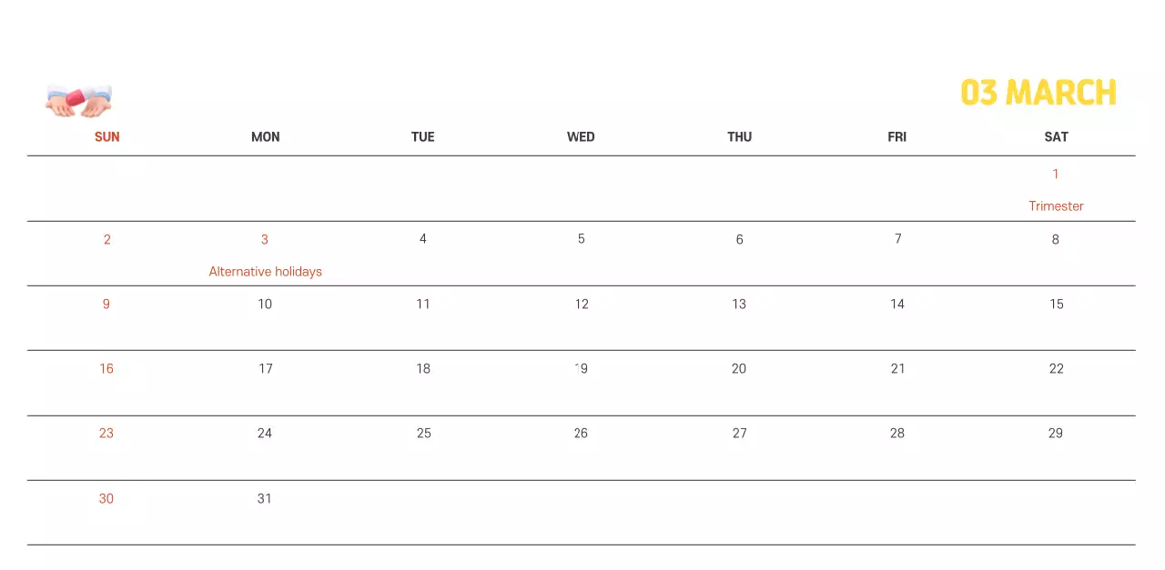 A holiday hospital with health and family themed illustrations and colorful accents