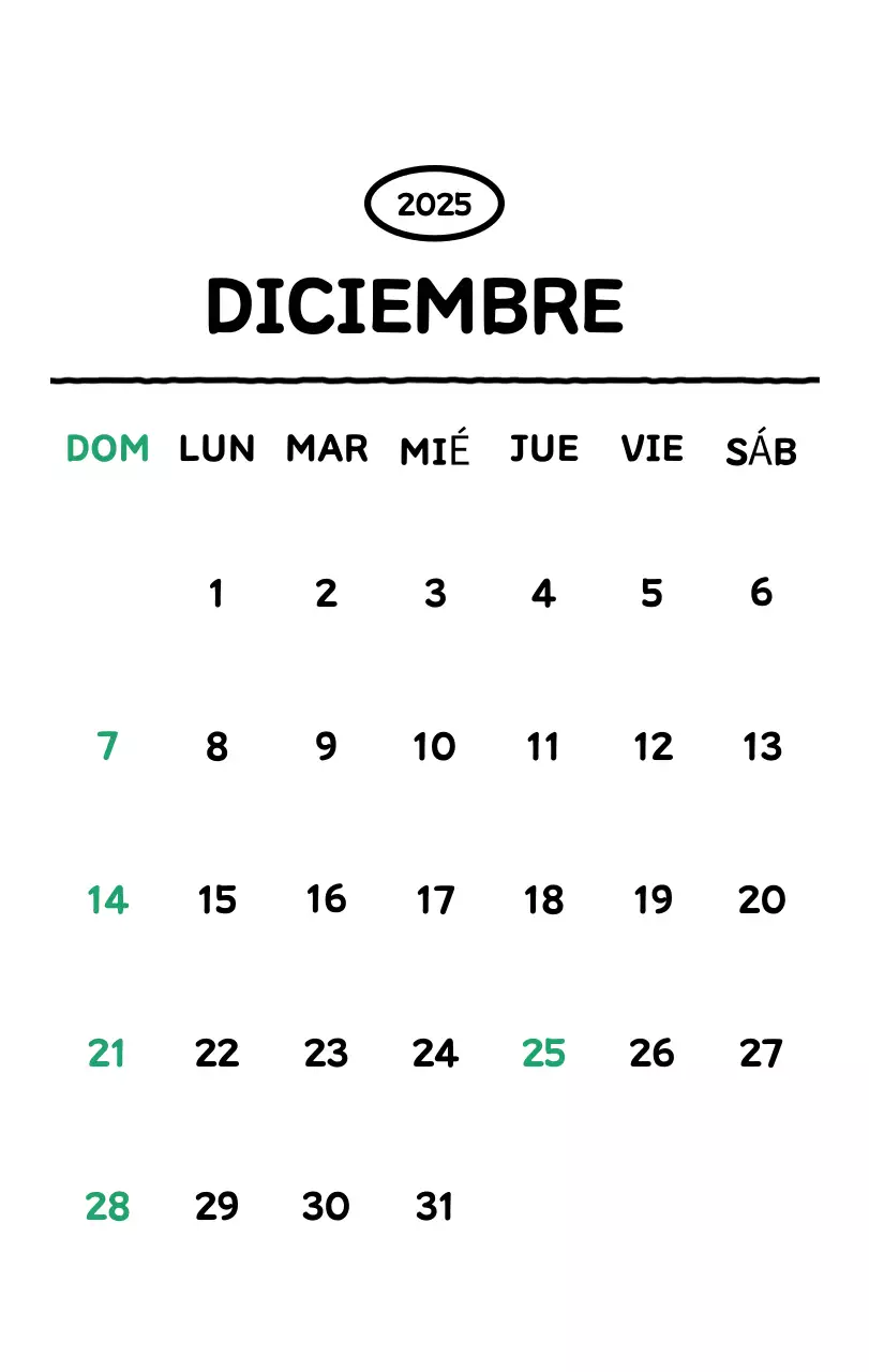 Calendario ilustrado con un bonito estilo de líneas
