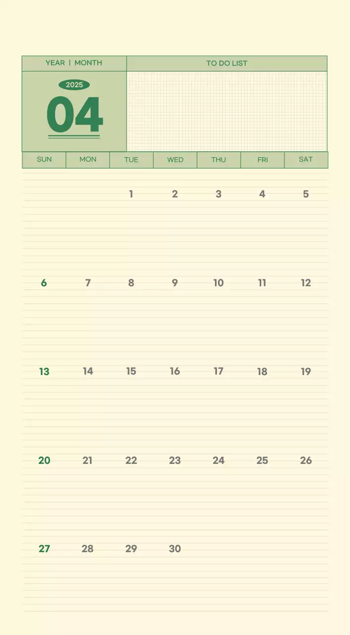 SAT D-Day Notepad Concept Wall Calendar in Green and Light Yellow