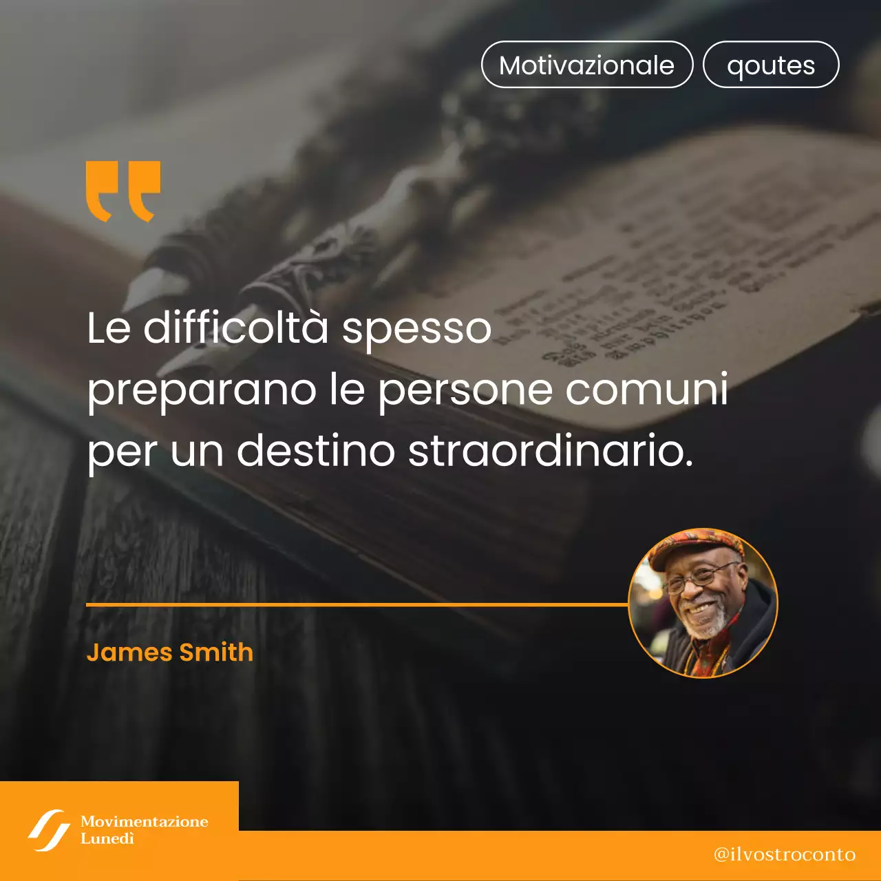 poster arancione con citazioni motivazionali semplici