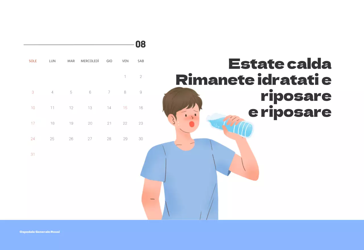 Un ospedale festivo con illustrazioni a tema salute e famiglia e accenti colorati