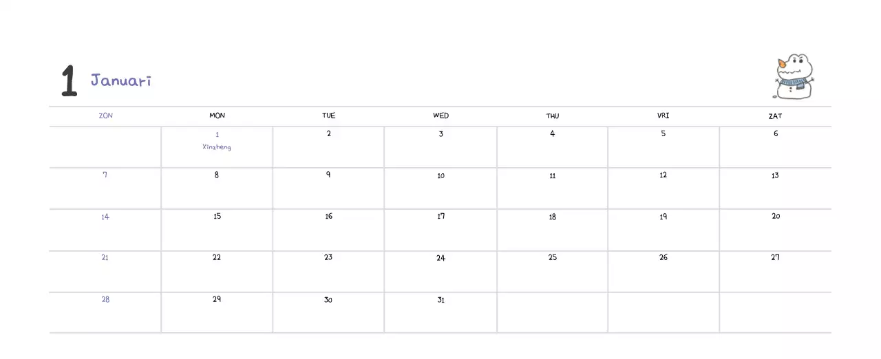 Een kalender met een schattig Ago-illustratieconcept