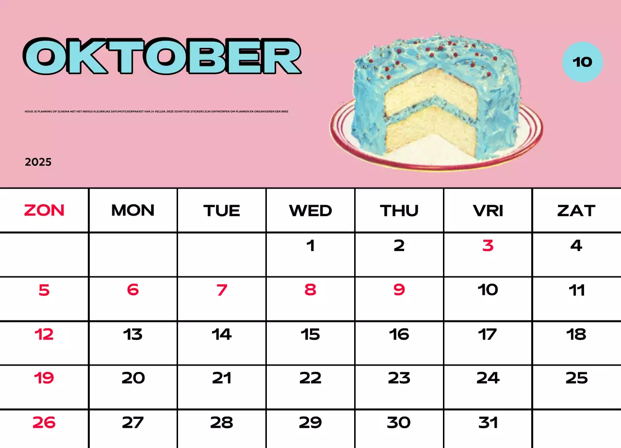 Kleurrijke kalenders met verschillende retro-illustraties