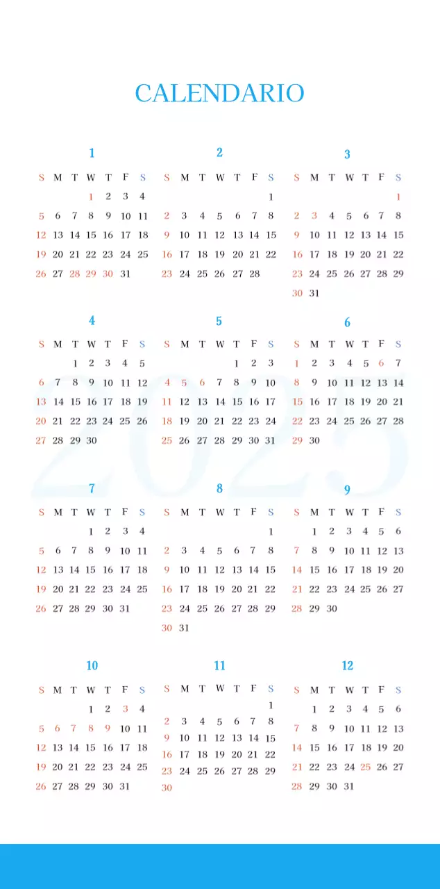 Calendario eclesiástico azul de concepto moderno