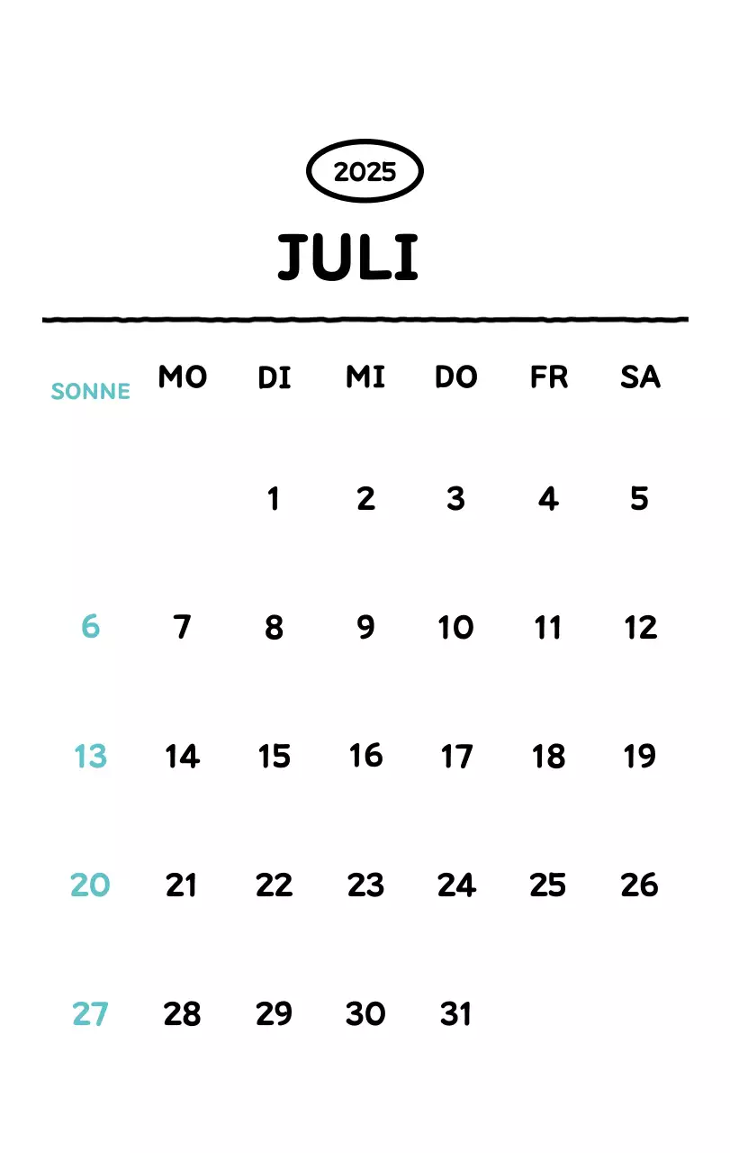 Illustrierter Kalender mit schönem Linienstil