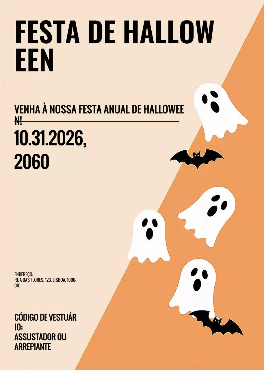 Convite de Halloween laranja retro