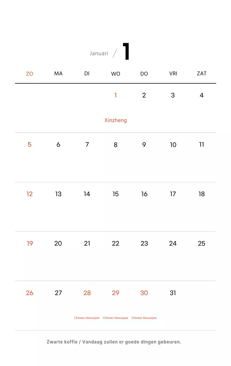 Eenvoudige bureaukalender met koffiefoto's voor cafés in witte tinten