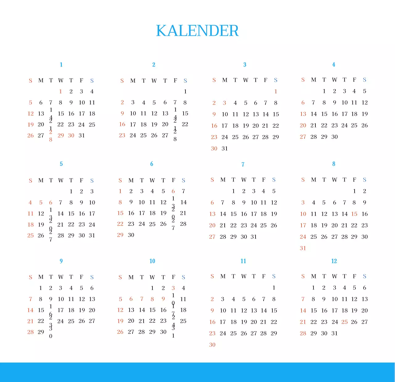 Blauw modern concept kerkkalender