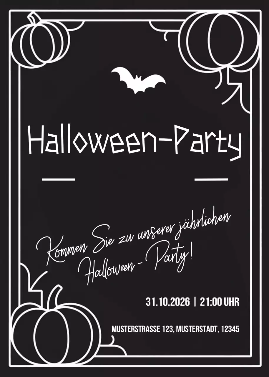 Schwarze Retro-Halloween-Einladung
