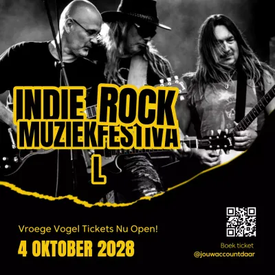 Zwart en Geel Vet Modern Rock Muziekevenement Instagram Post