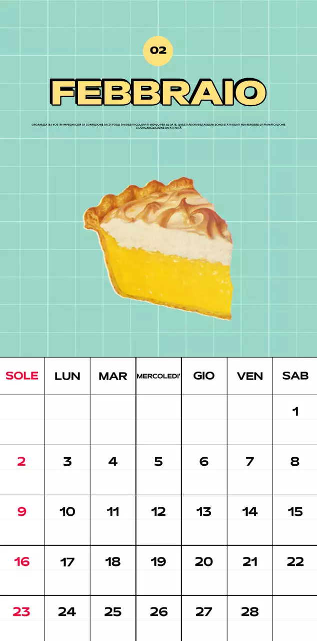 Calendari colorati con una varietà di illustrazioni retrò