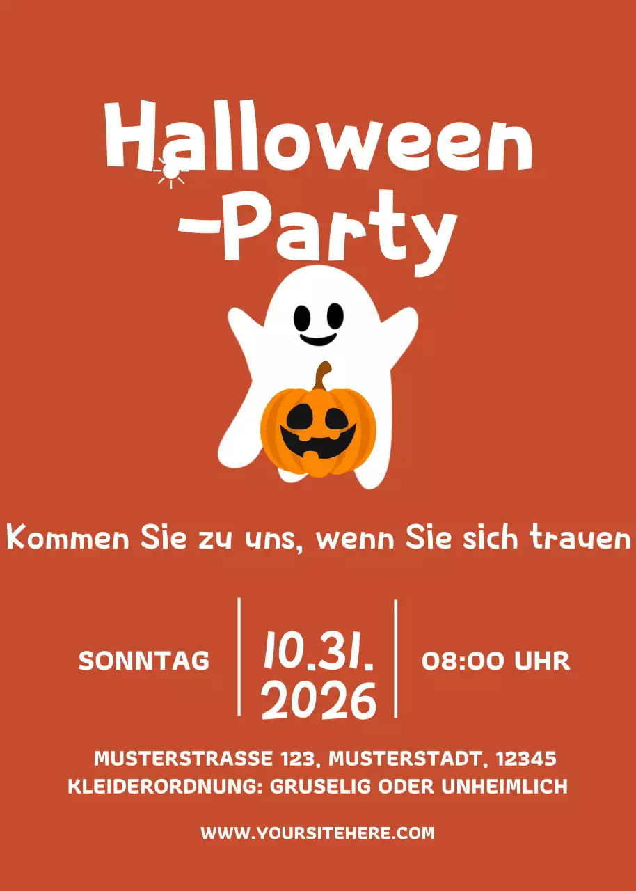 Orange Retro-Halloween-Einladung