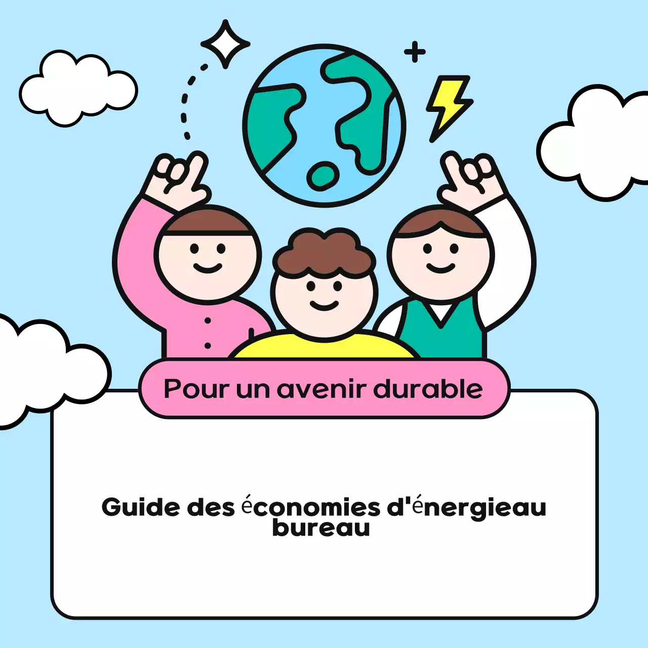 Campagne d'économie d'énergie sur le lieu de travail : bleu clair et vert