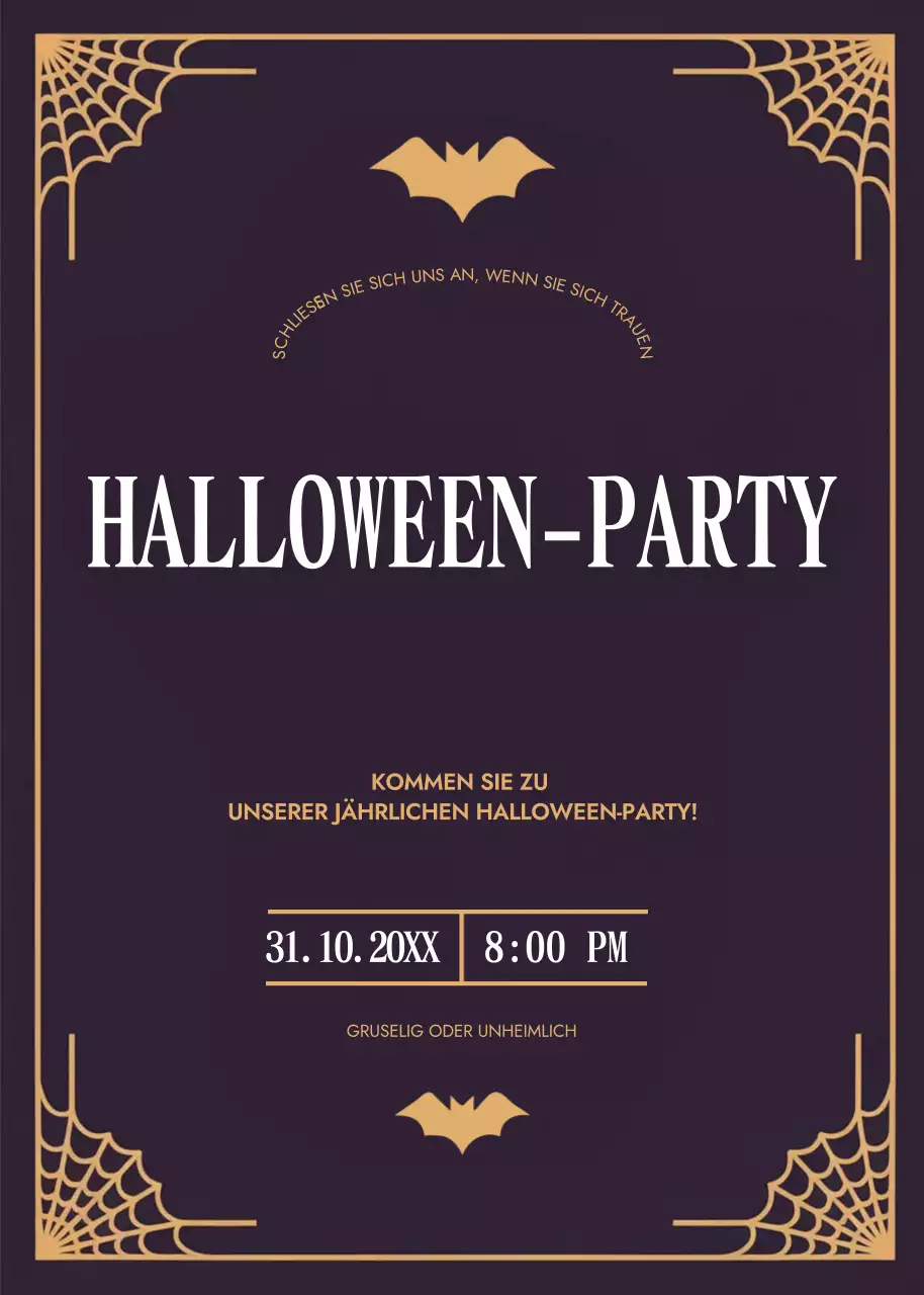 schwarze Gothic-Halloween-Einladung