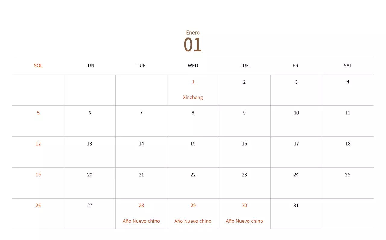 Calendario de Año Nuevo con cálidas ilustraciones