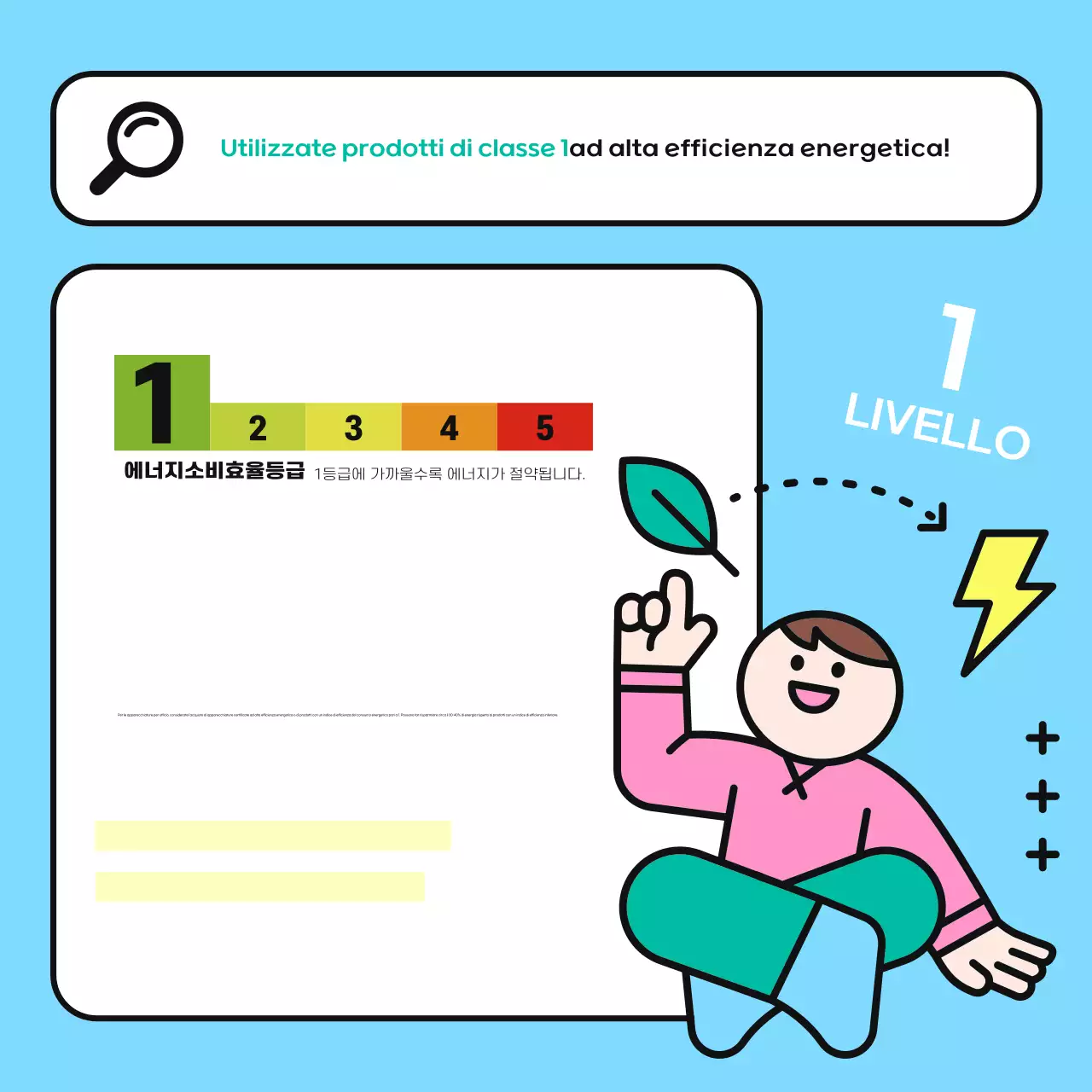 Una campagna di risparmio energetico sul posto di lavoro in azzurro e verde