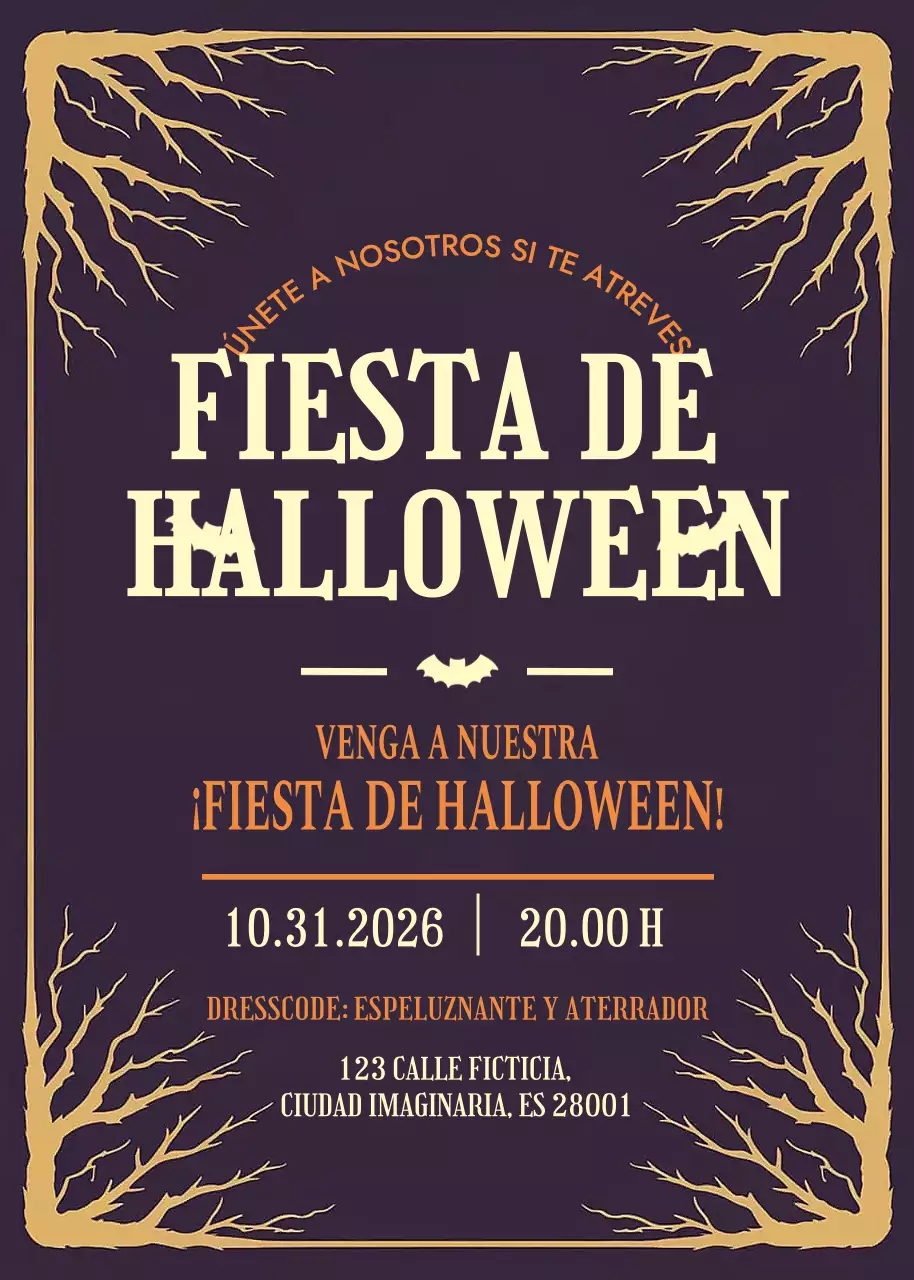 Invitación gótica negra de Halloween