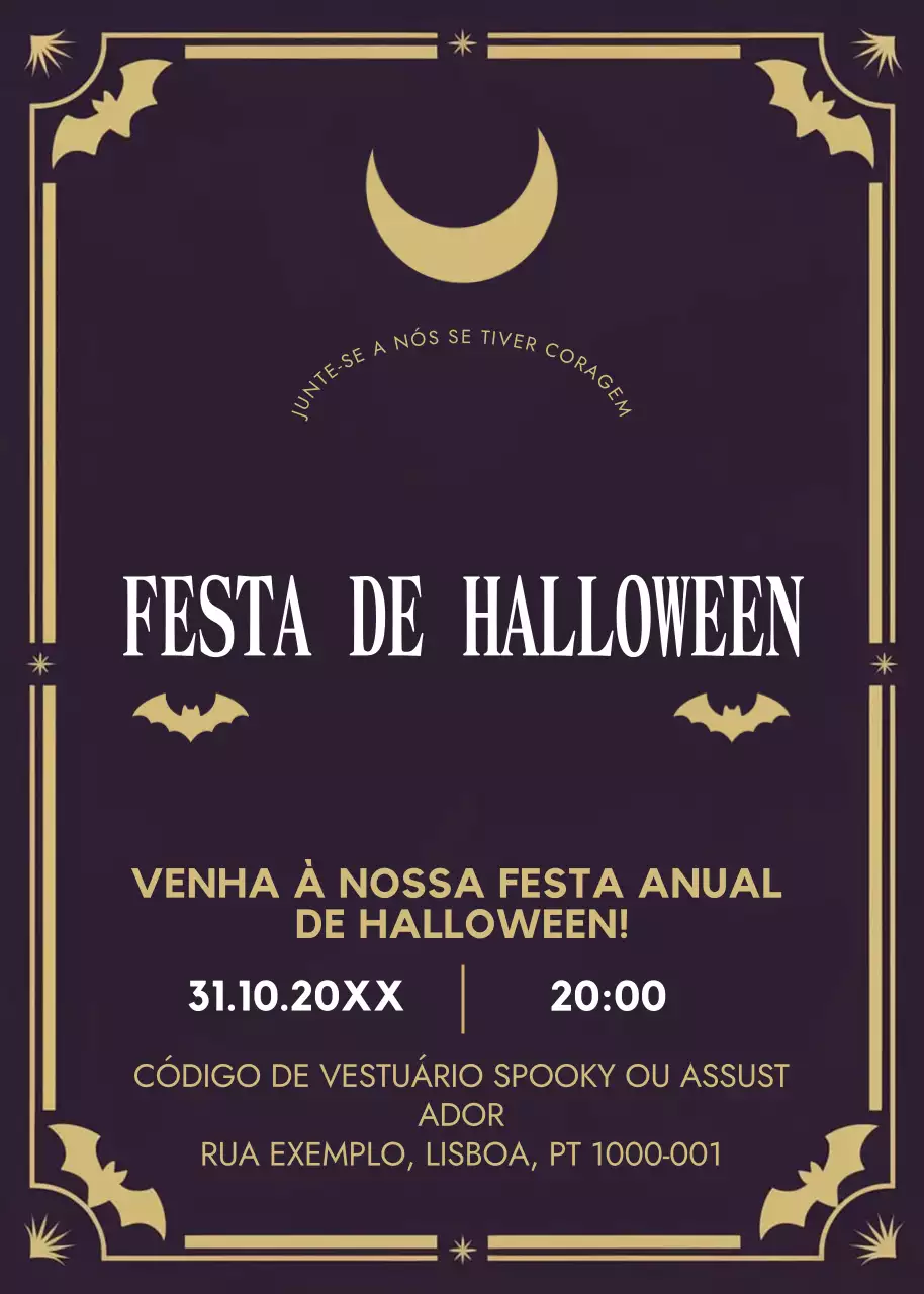 convite de Halloween gótico preto