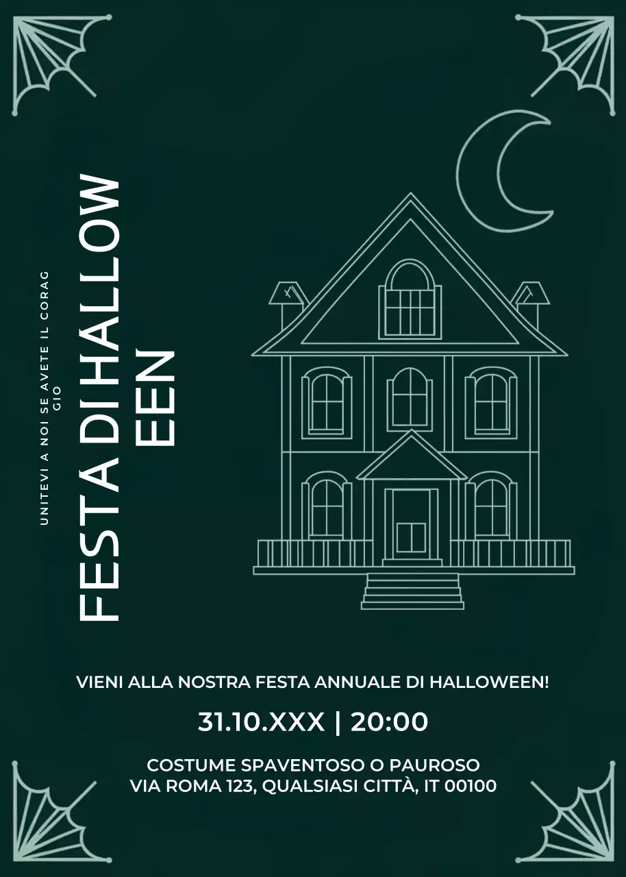 invito verde gotico per Halloween
