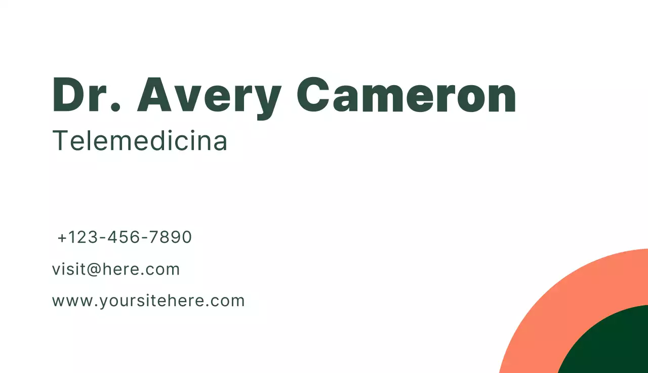 cartão de visita verde minimalista de telemedicina