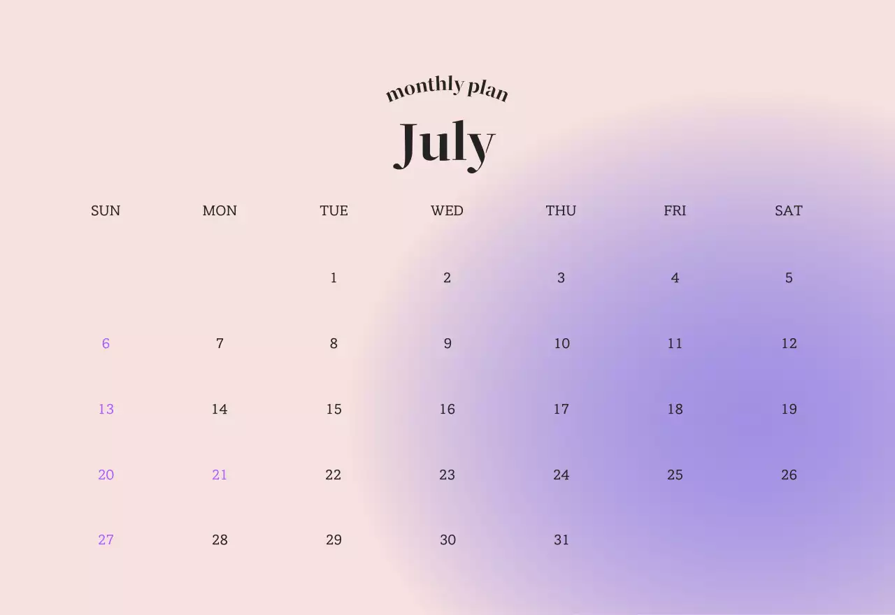 グラデーションミニマルカレンダーカレンダー