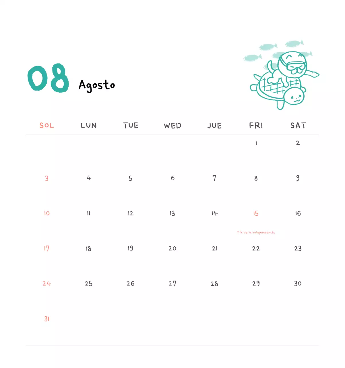 Calendario diario en marfil