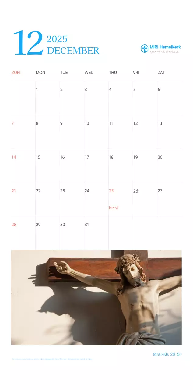 Blauw modern concept kerkkalender