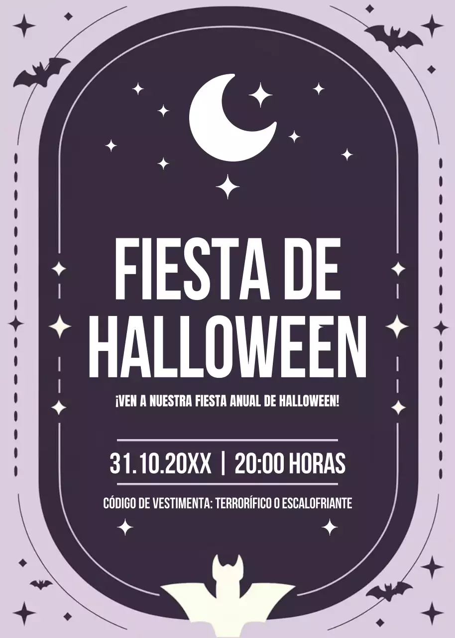 invitación gótica morada para Halloween