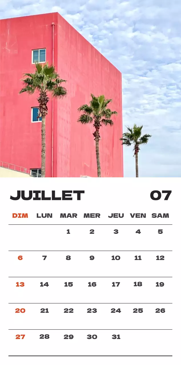 Calendrier de nettoyage des photos du ciel