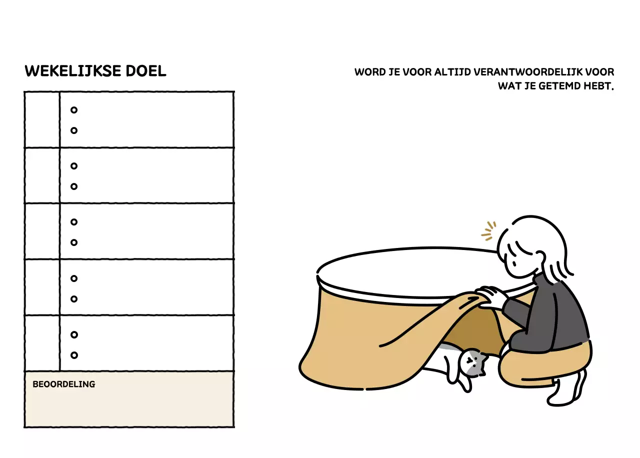 Geïllustreerde kalender met een mooie lijnstijl