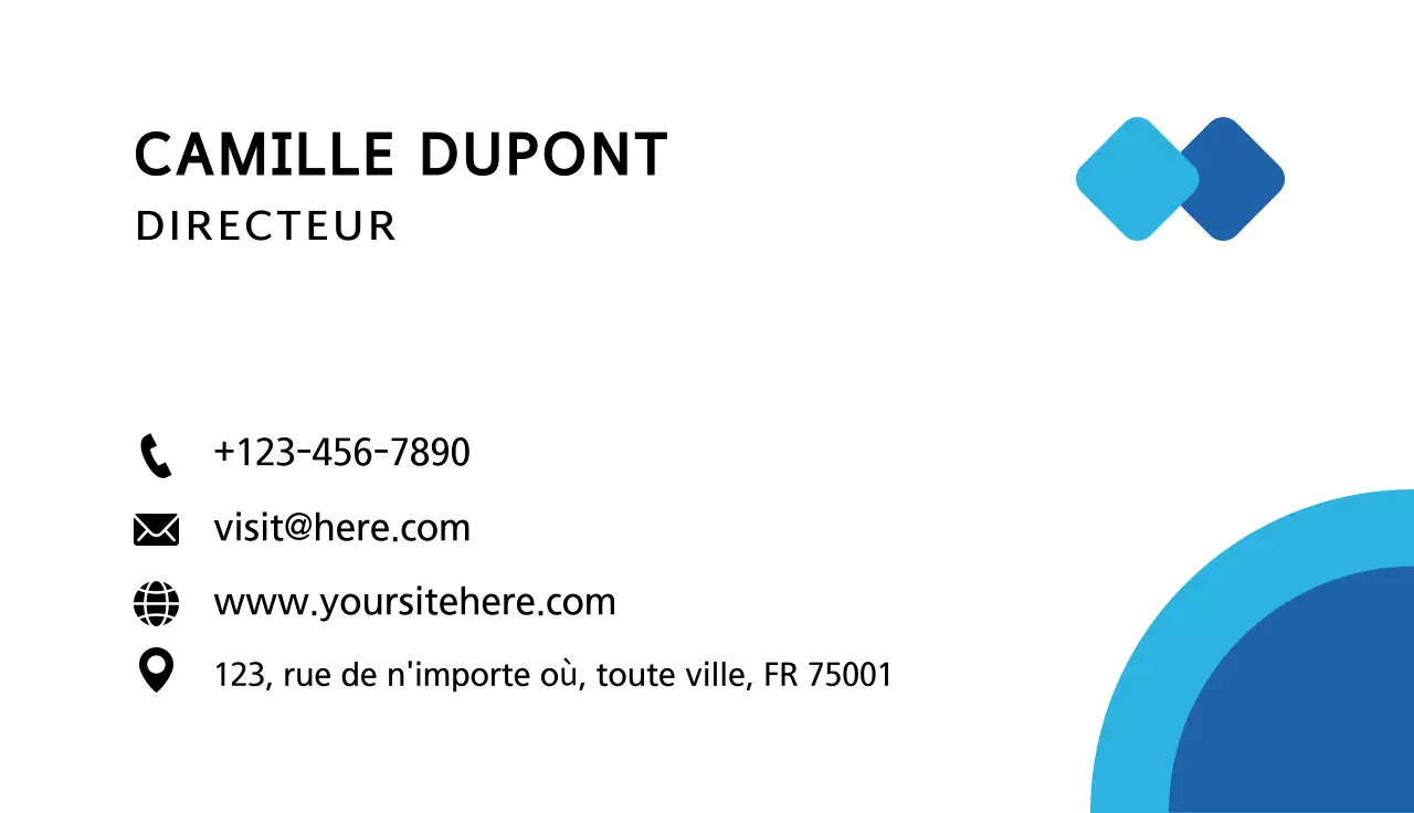 carte de visite géométrique bleue
