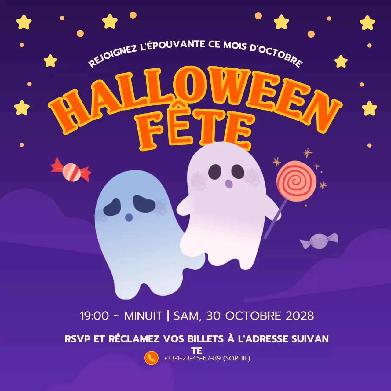 Purple Orange Playful Halloween Party Social Media Square