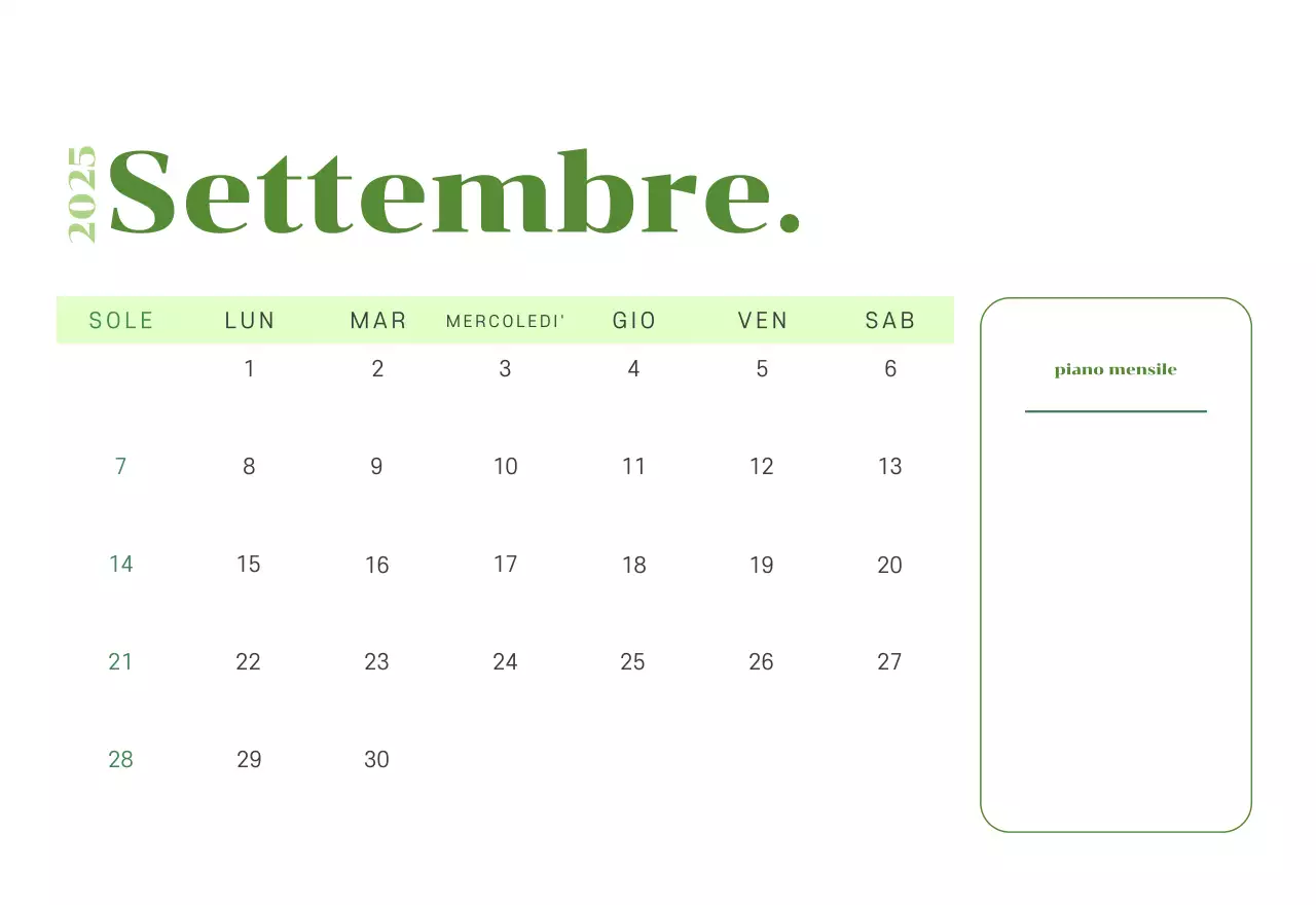 Calendario con illustrazioni giovanili su sfondo giallo-verde