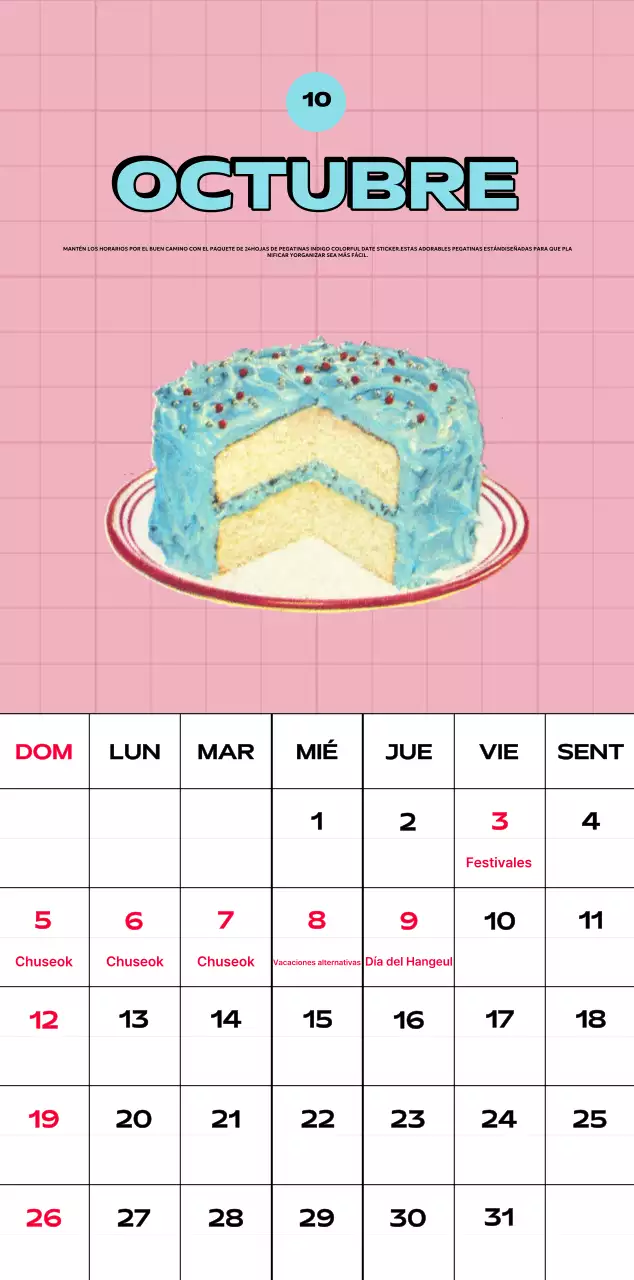 Coloridos calendarios con diversas ilustraciones retro