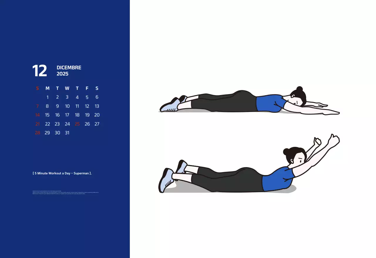 Calendario semplice con illustrazioni blu e pulite