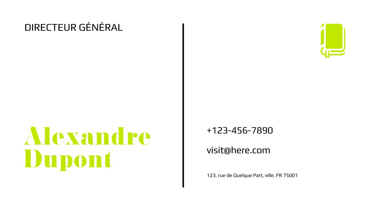 carte de visite minimaliste verte