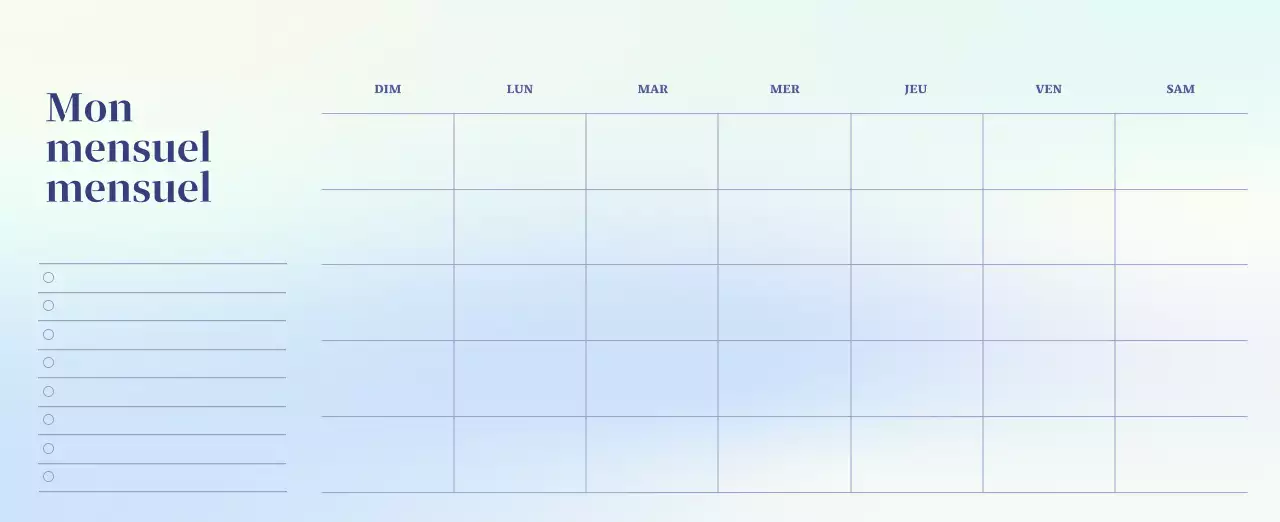 Calendrier minimaliste dégradé