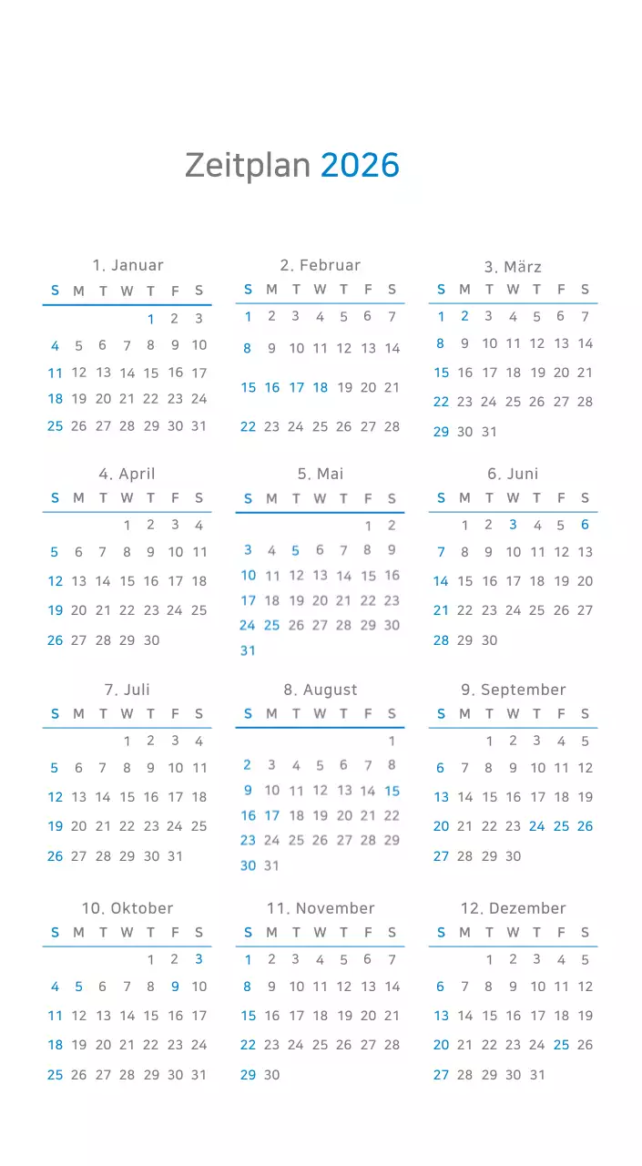 Blauer minimalistischer Kalender