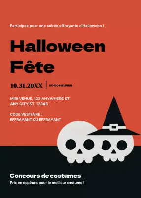 Invitation à la fête d'Halloween en orange et noir