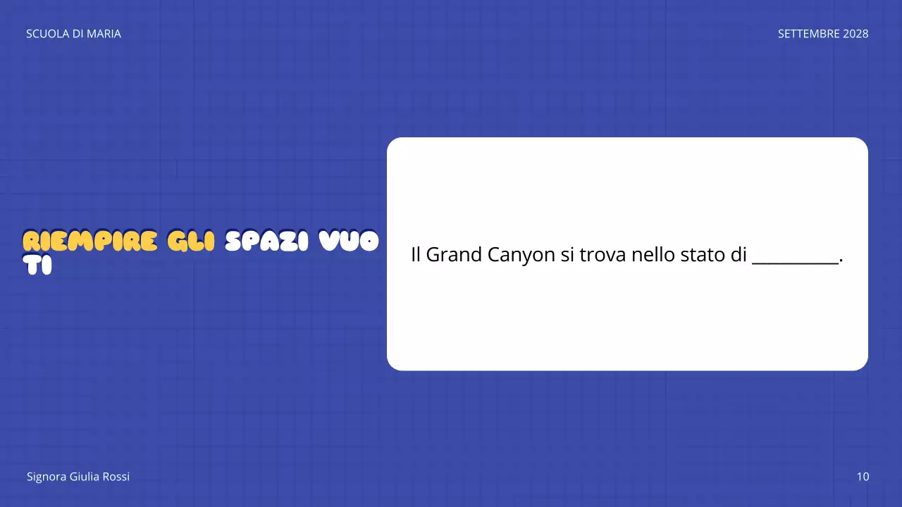 annuncio del quiz ludico blu