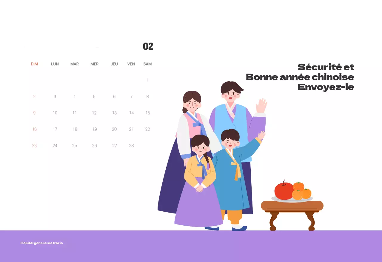 Un hôpital festif avec des illustrations sur le thème de la santé et de la famille et des accents colorés.